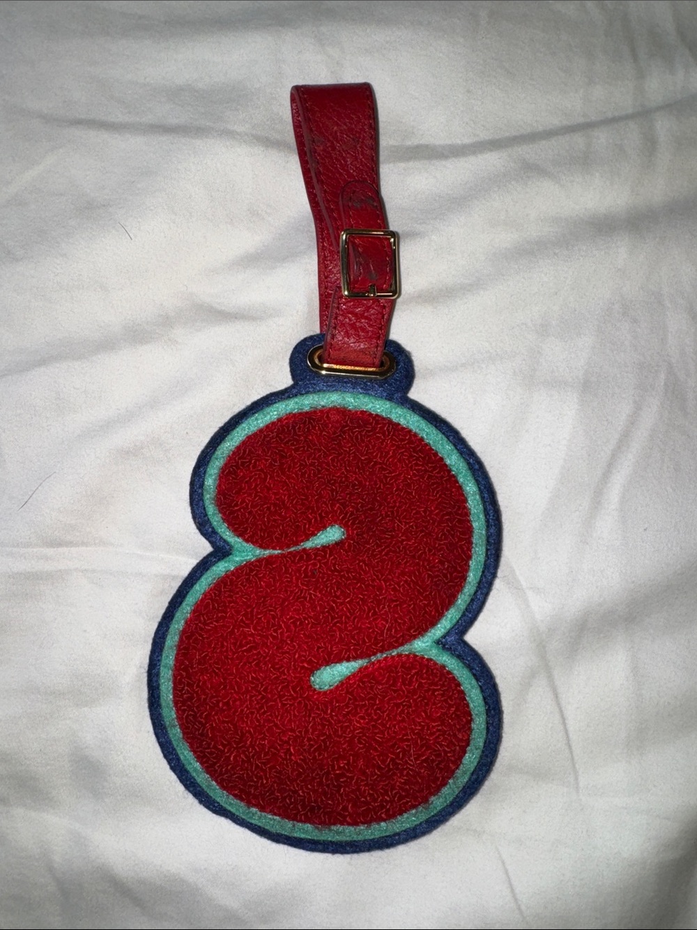 Red Letter 'S' Leather and Felt Bag Charm - Picture 2 of 3